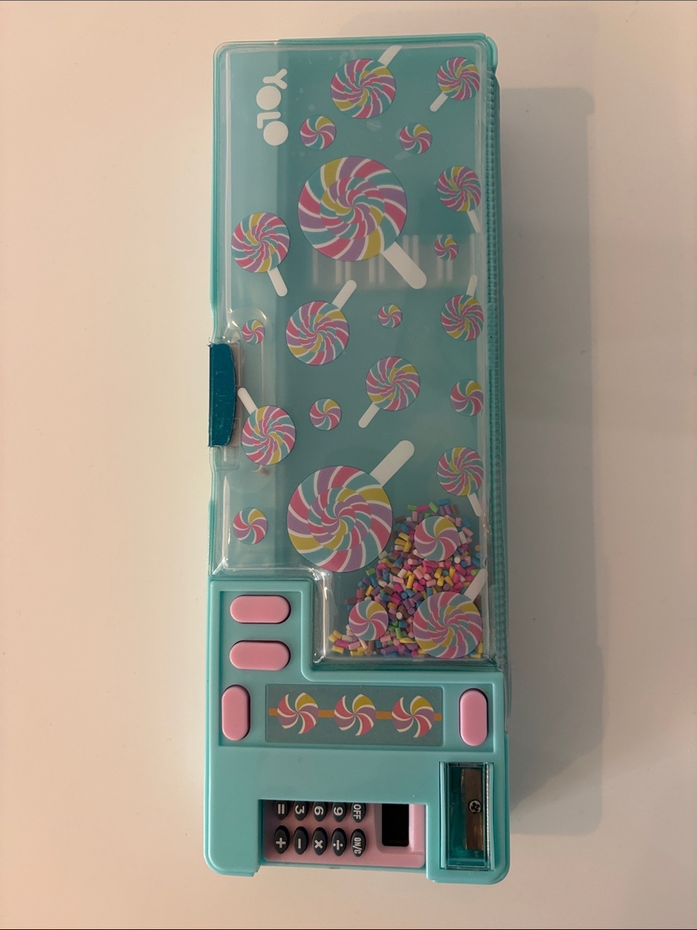 Candy Pattern Teal Phone Accessory Case with Pink Accents